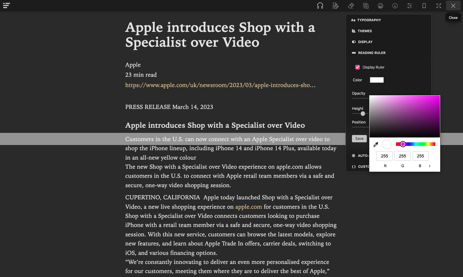 Reader Mode 3