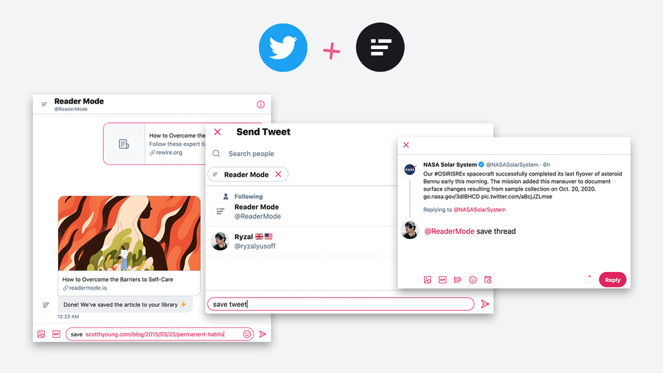 Save Tweet&Thread to Reader Mode via Twitter